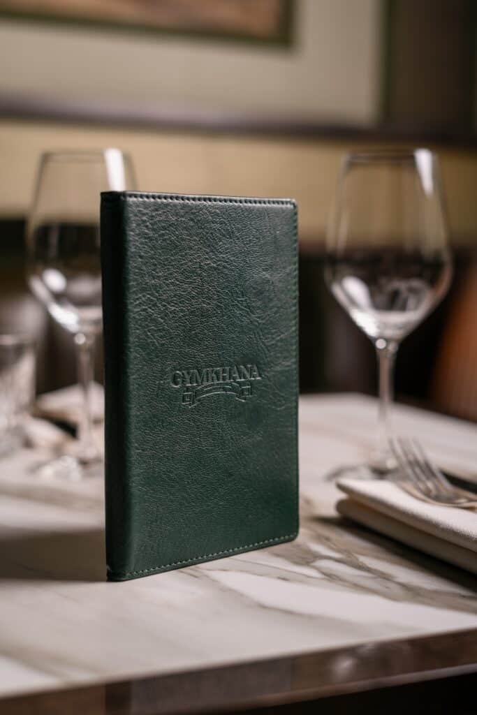 Leather Menu for Gymkhana